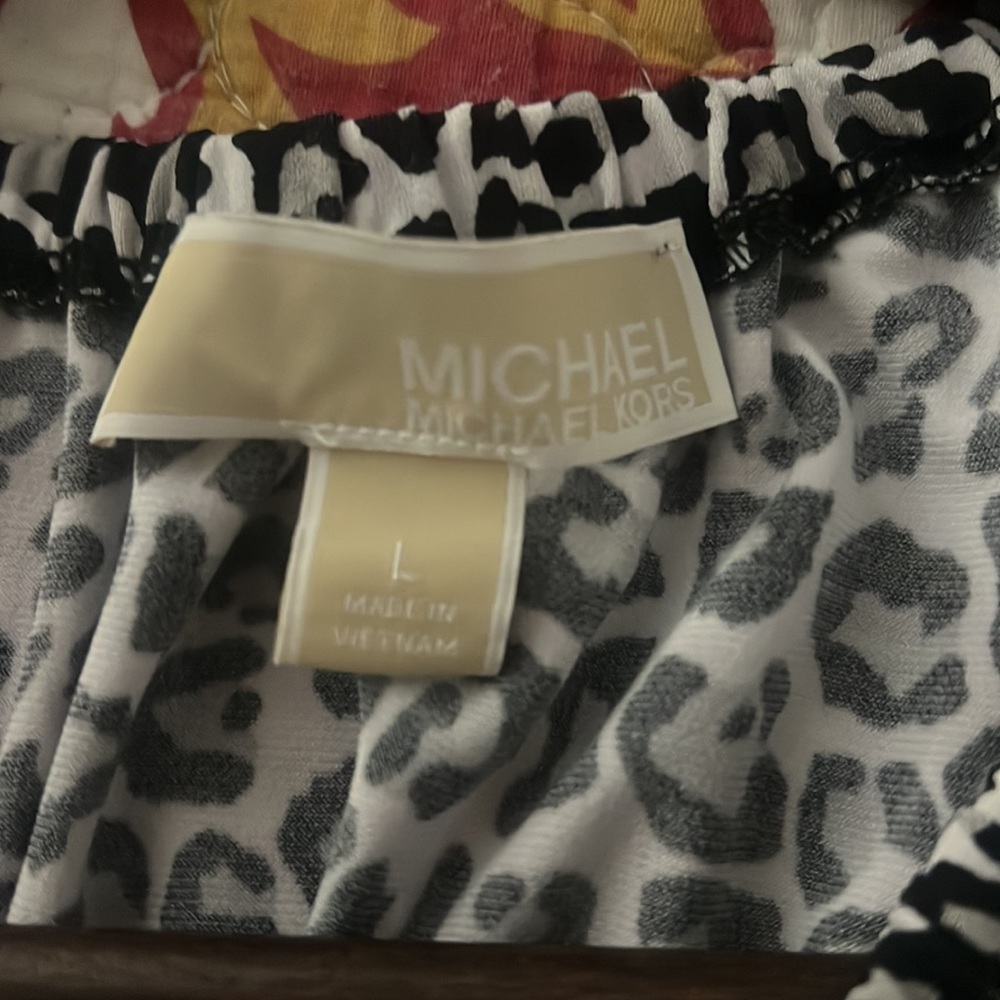 Leopard Print Michael Kors Drawstring Collar Dres… - image 4